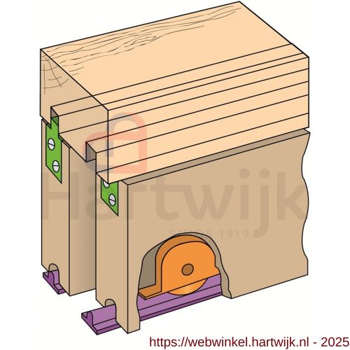 Henderson D6/EU Loretto verpakte schuifdeurbeslag set 1800 mm - H20300141 - afbeelding 1