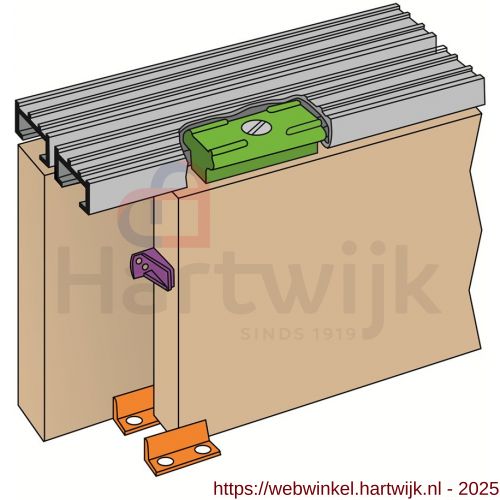 Henderson SS6/EU verpakte schuifdeurbeslag set Slipper 1800 mm 9 kg - H20300981 - afbeelding 1