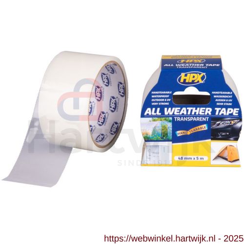 HPX All Weather Tape reparatietape water- en weerbestendig transparant 48 mm x 5 m - H51700216 - afbeelding 1