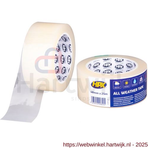 HPX All Weather Tape reparatietape water- en weerbestendig transparant 48 mm x 25 m - H51700217 - afbeelding 1