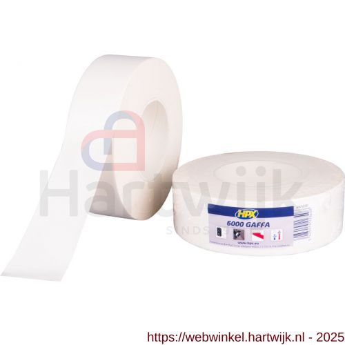 HPX Gaffer textiel montage 6000 tape wit 19 mm x 50 m - H51700181 - afbeelding 1