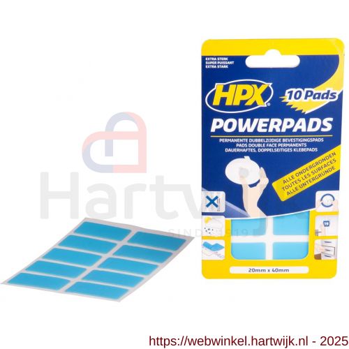 HPX dubbelzijdige bevestigingspads 10 stuks 20 mm x 40mm - H51700123 - afbeelding 1