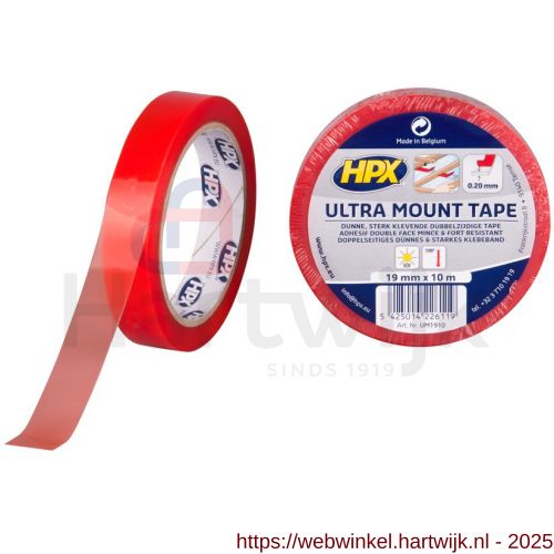 HPX Ultra Mount polyester bevestigingstape transparant 19 mm x 10 m - H51700142 - afbeelding 1