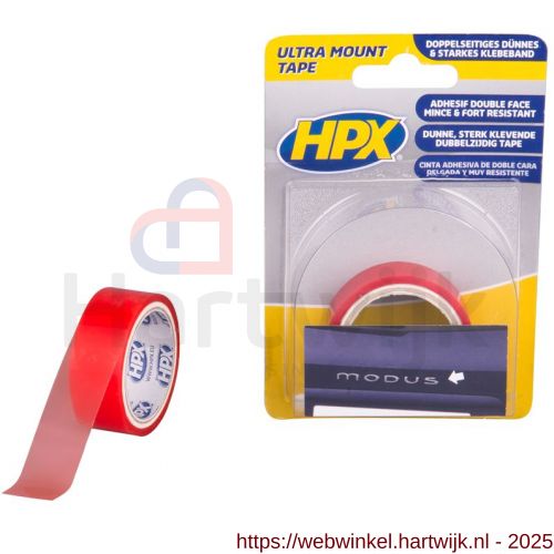 HPX Ultra Mount polyester bevestigingstape transparant 19 mm x 1,5 m - H51700144 - afbeelding 1