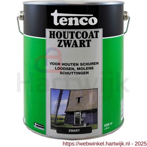 Tenco Houtcoat houtcoating teervrij zwart 5 L blik - H40710160 - afbeelding 1