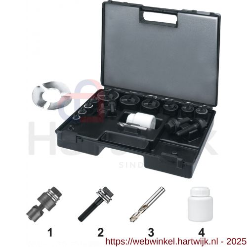 Phantom 69.712 set met gatenponsen met 3-voudig splijtstempel voor hand- en hydraulisch gebruik 67.120 PG9, PG11, PG13, PG16, PG21 en 30‚5 - H40500703 - afbeelding 1
