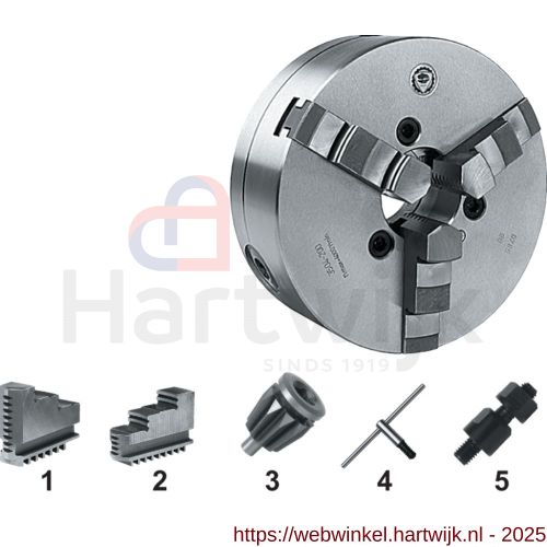 Bison 85.422 ISO 702-3 (DIN 55027) zelfcentrerende drie-klauwplaat staal type 3534 C3 125 mm - H40515714 - afbeelding 1